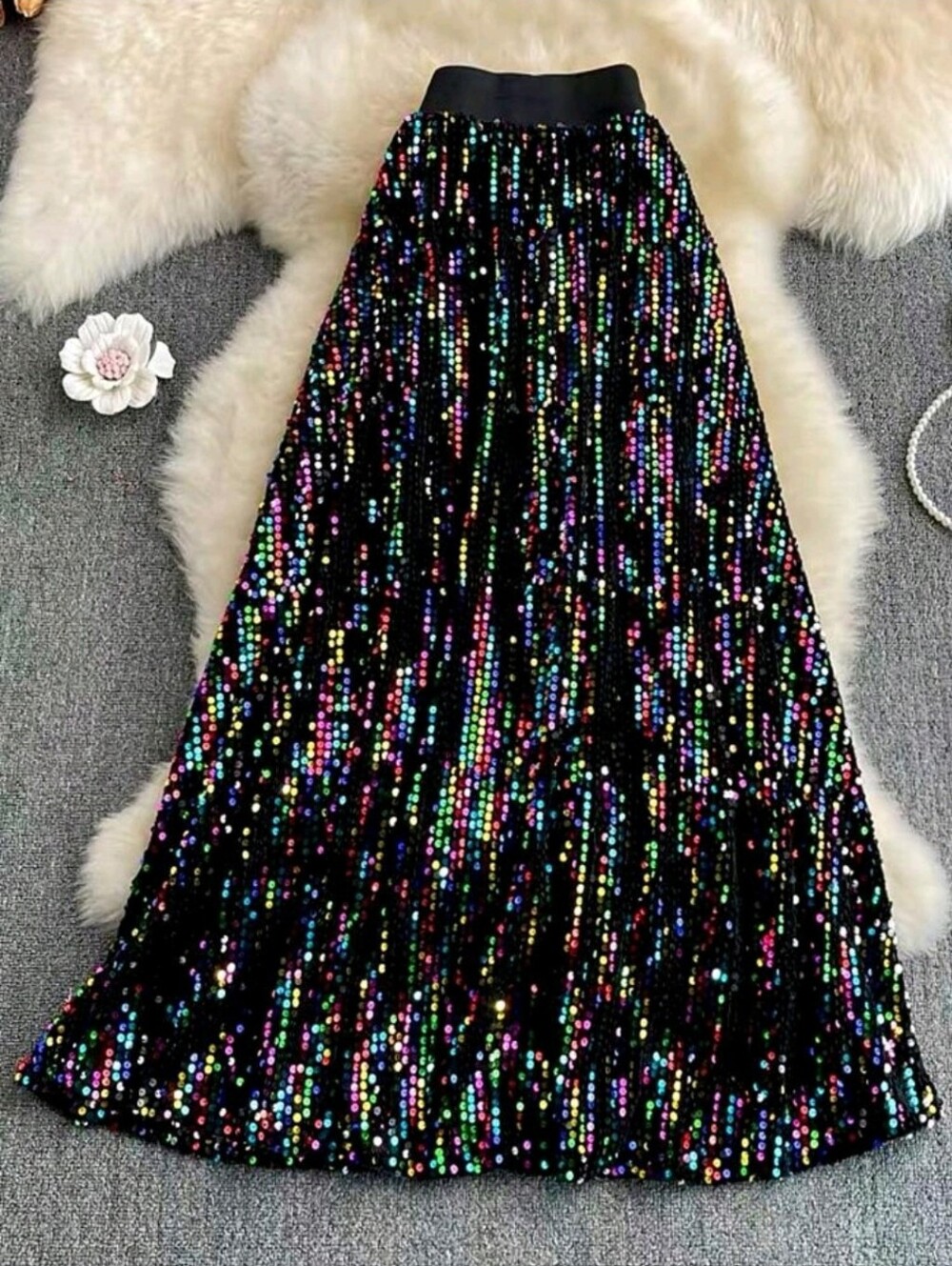 SHEIN CURVE RAINBOW SEQUIN SKIRT SZ 1X